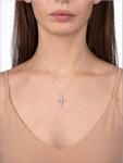 14K White Gold Diamond Cross Pendant Necklace