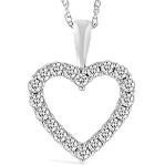 Houston Diamond District 0.5 to 5 Carat Classic Heart Diamond Pendant Necklace for Women Value Collection Platinum 2 Carat Natural 20" Gold Chain