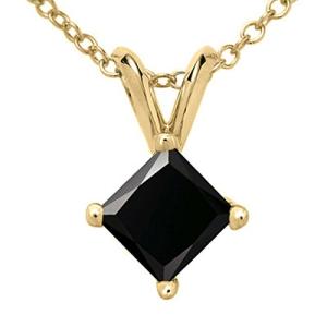 Black Diamond Solitaire Pendant in Yellow Gold