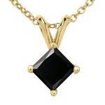 Black Diamond Solitaire Pendant in Yellow Gold