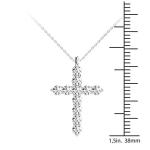 14K White Gold Diamond Cross Pendant Necklace