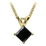 Black Diamond Solitaire Pendant in Yellow Gold
