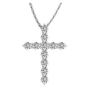 Lab-Grown Diamond Cross Pendant Necklace in White Gold