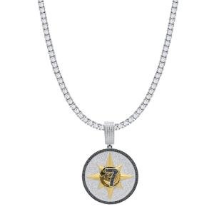 Moissanite and Black Diamond Hip Hop Pendant Necklace