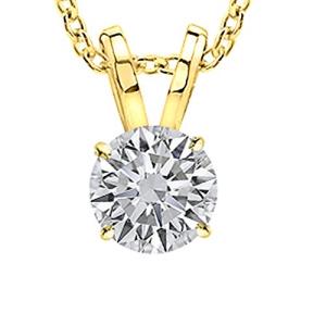 Lab Grown Round Diamond Pendant Necklace in Gold