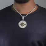 Moissanite and Black Diamond Hip Hop Pendant Necklace