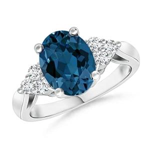 London Blue Topaz Cocktail Ring with Diamonds