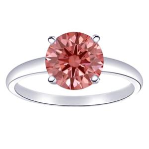 Elegant Round Solitaire Pink Lab Created Diamond Ring