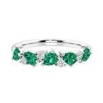 14k White Gold Emerald and Diamond Eternity Ring
