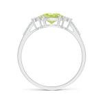 Natural Peridot Solitaire Ring with Diamond Accents