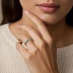 14k White Gold Emerald and Diamond Eternity Ring