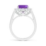 Amethyst Diamond Halo Ring in White Gold