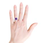 Amethyst Diamond Halo Ring in White Gold