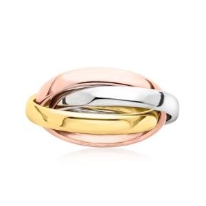 14kt Tri-Colored Gold Rolling Ring, Size 5