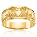 14K Yellow Gold Heart Irish Claddagh Ring Size 8