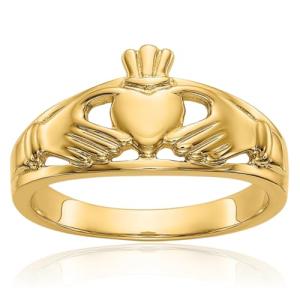 14K Yellow Gold Heart Claddagh Celtic Ring Size 5
