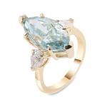 14K Gold Blue Green Moissanite Marquise Ring