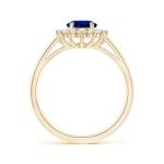 Blue Sapphire Ring with Diamond Halo in Gold