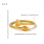 24K Gold Lotus Flower Stackable Rings for Women