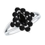 Black Onyx Marquise Cocktail Ring in 18K White Gold