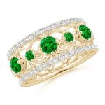 Art Deco Lab-Grown Emerald and Diamond Ring