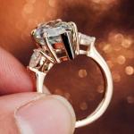 14K Gold Blue Green Moissanite Marquise Ring