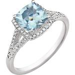 14k White Gold Aquamarine and Diamond Fashion Ring