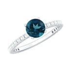 London Blue Topaz Engagement Ring in 10K White Gold
