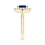 Blue Sapphire Ring with Diamond Halo in Gold