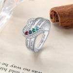 Custom 18K Gold Birthstone Heart Ring for Her