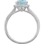 14k White Gold Aquamarine and Diamond Fashion Ring
