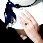 Black Onyx Marquise Cocktail Ring in 18K White Gold