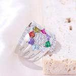 Personalized Gold Mother Name Ring with Birthstones