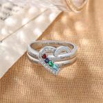 Custom 18K Gold Birthstone Heart Ring for Her