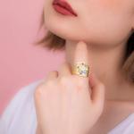 Personalized Gold Mother Name Ring with Birthstones