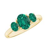 Lab Grown Emerald Three Stone Engagement Ring