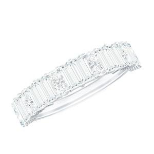 Moissanite Baguette Eternity Band in 18K White Gold