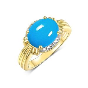 14K Gold Turquoise & Diamond Ring for Women