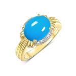 14K Gold Turquoise & Diamond Ring for Women