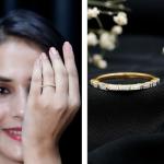 Moissanite Half Eternity Band in 18K Yellow Gold