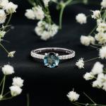 London Blue Topaz Engagement Ring in 10K White Gold