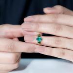 Lab Grown Emerald Three Stone Engagement Ring
