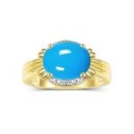 14K Gold Turquoise & Diamond Ring for Women