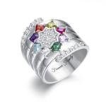 Personalized Gold Mother Name Ring with Birthstones