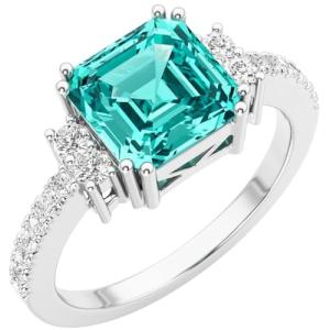 14K White Gold Paraiba Tourmaline and Diamond Ring