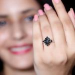 Black Onyx Marquise Cocktail Ring in 18K White Gold