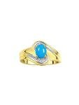 14K Gold Swirl Ring with Turquoise and Diamonds