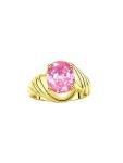 14K Yellow Gold Oval Pink Ice Gemstone Ring