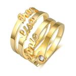 Personalized Gold Name Ring with Birthstone for Women