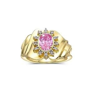 14K Yellow Gold Ring with Oval Pink Gemstone